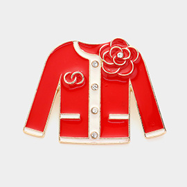 Enamel Flower Jacket Pin Brooch
