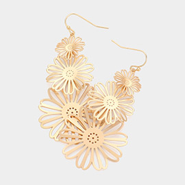 Metal Cutout Flower Link Dropdown Earrings