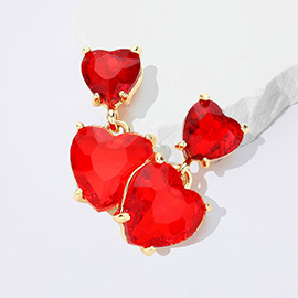 Heart Stone Cluster Dangle Earrings