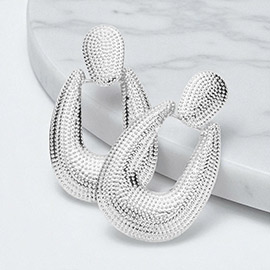 Textured Metal Doorknocker Earrings