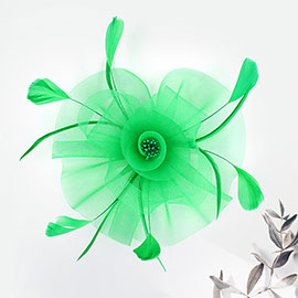Feather Mesh Flower Fascinator / Headband