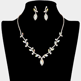 Marquise Stone Accented Vine Rhinestone Paved Necklace