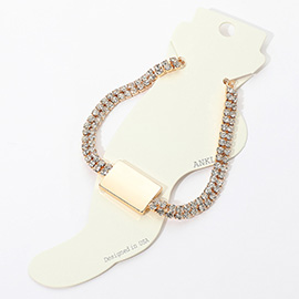 Metal Bar Pointed Rhinestone Paved Chain Anklet