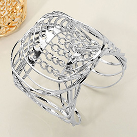 Metal Chain Pointed Wire Cuff Bracelet