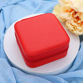 Faux Leather Portable Square Jewelry Box