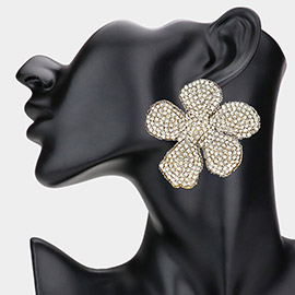 Rhinestone Paved Flower Earrings