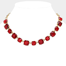 Cushion Square Stone Link Evening Necklace