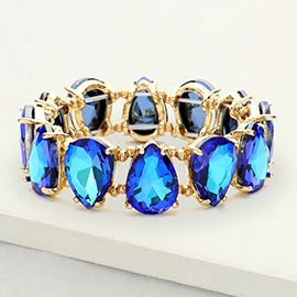 Teardrop Glass Stone Cluster Stretch Evening Bracelet