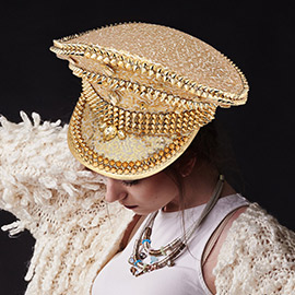 Spiky Sequin Glittered Captain Hat