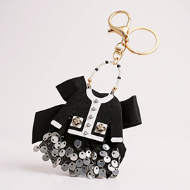 Resin Jacket Pointed Sequin Bow Keychain / Bag Charm