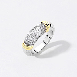 Two Tone CZ Stone Paved Ring