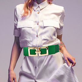 Double Metal Square Hook Buckle Pointed Elastic Belt