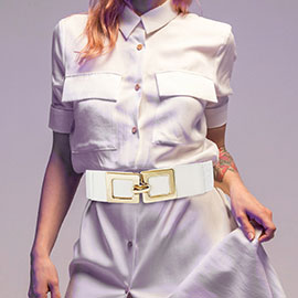 Double Metal Square Hook Buckle Pointed Elastic Belt