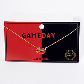 Gold Dipped Gameday Enamel Football Pendant Necklace