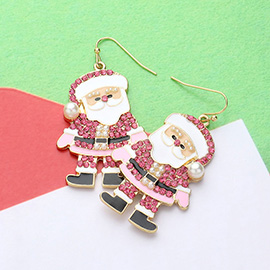 Glittered Resin Christmas Santa Dangle Earrings