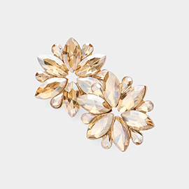 Marquise Stone Cluster Flower Evening Earrings