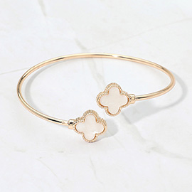 Mother of Pearl Quatrefoil Tip Cuff Bracelet
