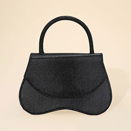 Bling Studded Flat Top Handle Flap Evening Bag / Crossbody Bag