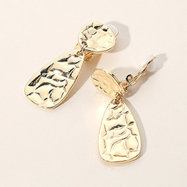 Hammered Teardrop Metal Dangle Earrings