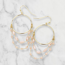 Faceted Beaded Loop Drop Circle Dangle Earrings