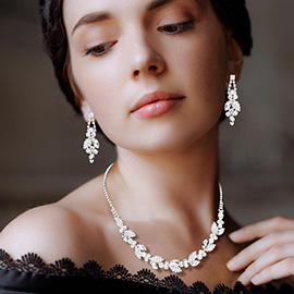 Marquise Round Stone Cluster Vine Rhinestone Necklace