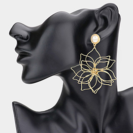 Oversized Metal Wire Flower Dangle Earrings