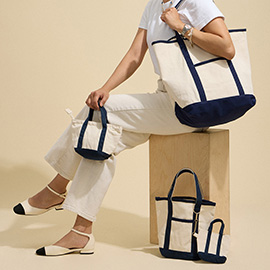 Large Multi Classic Canvas Tote Bag