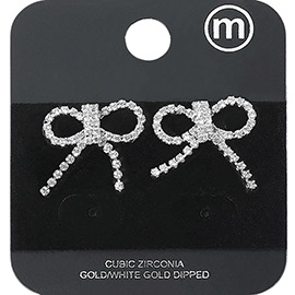 CZ Stone Bow Stud Earrings