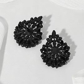 Round Marquise Stone Cluster Embellished Teardrop Evening Earrings