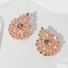 Round Marquise Stone Cluster Embellished Teardrop Evening Earrings