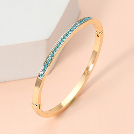 Stone Paved Hinged Bangle Bracelet