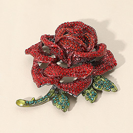 Stone Paved Rose Pin Brooch