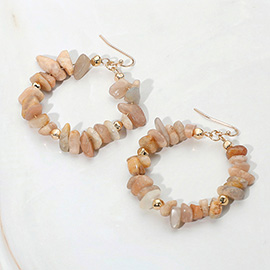 Semi Precious Natural Stone Beaded Ring Dangle Earrings