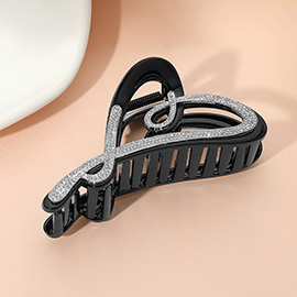 Stone Paved Heart Frame Hair Claw Clip