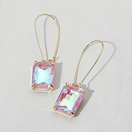 Emerald Cut Stone Dangle Evening Earrings