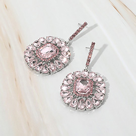 Flower Stone Cluster Drop Evening Earrings