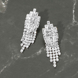 Rhinestone Fringe Evening Earrings