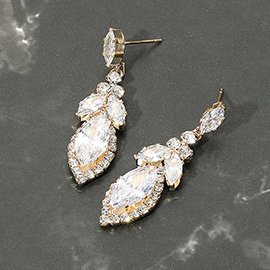 Marquise CZ Stone Cluster Dangle Evening Earrings