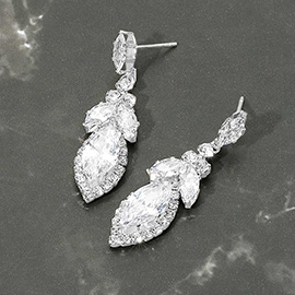 Marquise CZ Stone Cluster Dangle Evening Earrings
