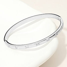 SECRET BOX_Stainless Steel Stone Paved Hinged Bangle Bracelet
