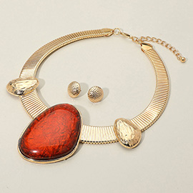 Bold Resin Stone Statement Necklace