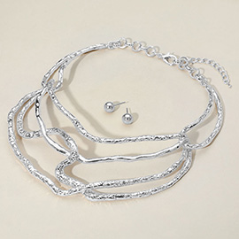Abstract Hammered Metal Layered Statement Necklace