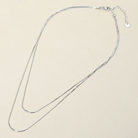 SECRET BOX_Stainless Steel Herringbone Chain Layered Necklace