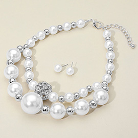 Chunky Pearl Layered Statement Necklace