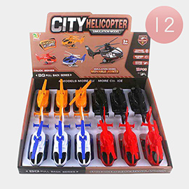 12PCS - City Helicopter Simulation Model Pull Back Toys