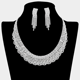 Crystal Rhinestone Paved Layered Collar Necklace