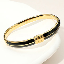 Stainless Steel Enamel Hinged Bangle Bracelet