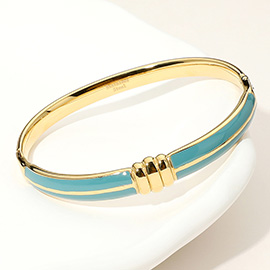 Stainless Steel Enamel Hinged Bangle Bracelet