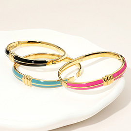Stainless Steel Enamel Hinged Bangle Bracelet