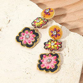 Boho Embroidered Floral Drop Earrings
